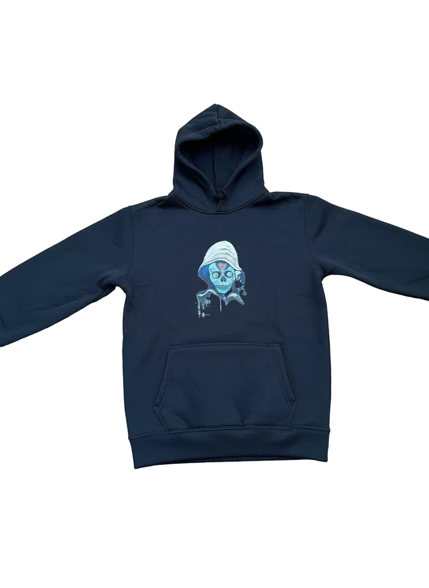 unisex, cotton hoodie, original skull artwork