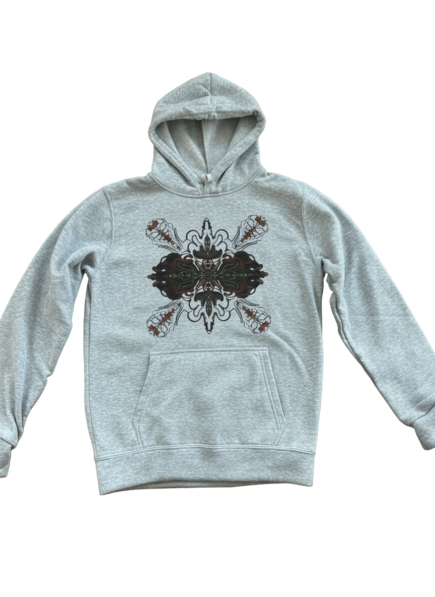Adult, pullover hoodie with original artwork