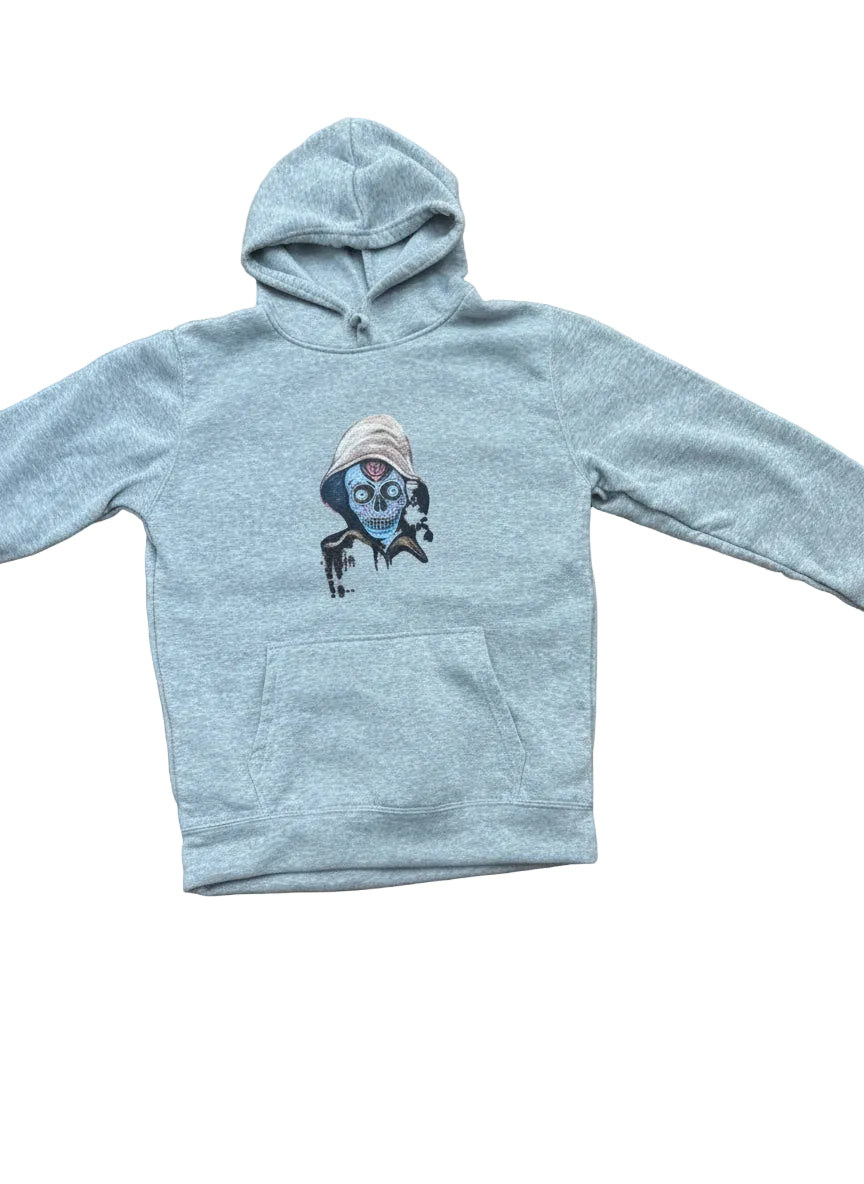 unisex, cotton hoodie, original skull artwork